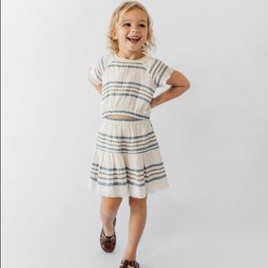 Zara 3-4Y set textured cotton striped top and skirt